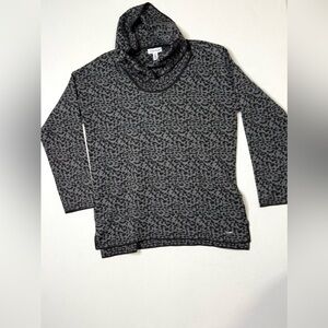 Calvin Klein  Black and Gray Animal Print Turtleneck Sweater Size Medium